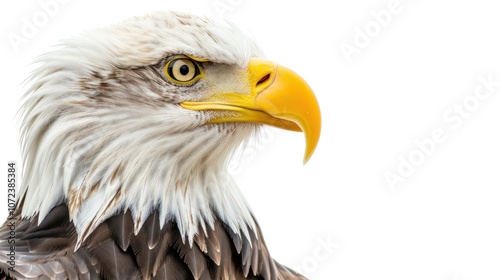 Close up portrait of a surprised bald eagle