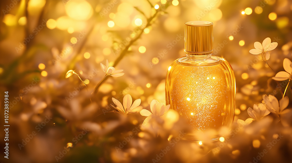 Fragrance Mist Illuminated with golden light, surrounded by soft, blurred floral elements Fragrance Mist Illuminated with golden light, surrounded by soft, blurred floral elements
