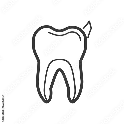 Line Drawing of a Single Tooth with a Filling