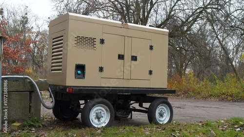 Mobile trailer type power station is an independent, complete power generation device and system. Source of electric energy. Mobile trailer diesel powered generator with four wheels