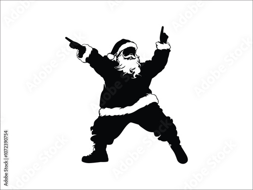 Dabbing Santa Claus Silhouettes - Fun Christmas Dance Illustration