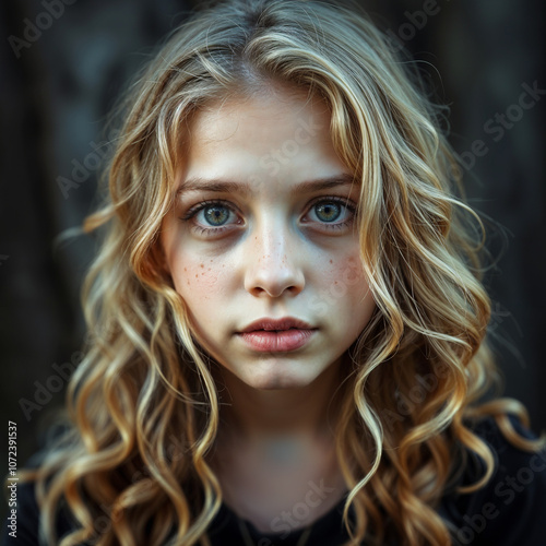 young beautiful gypsy girl serious look