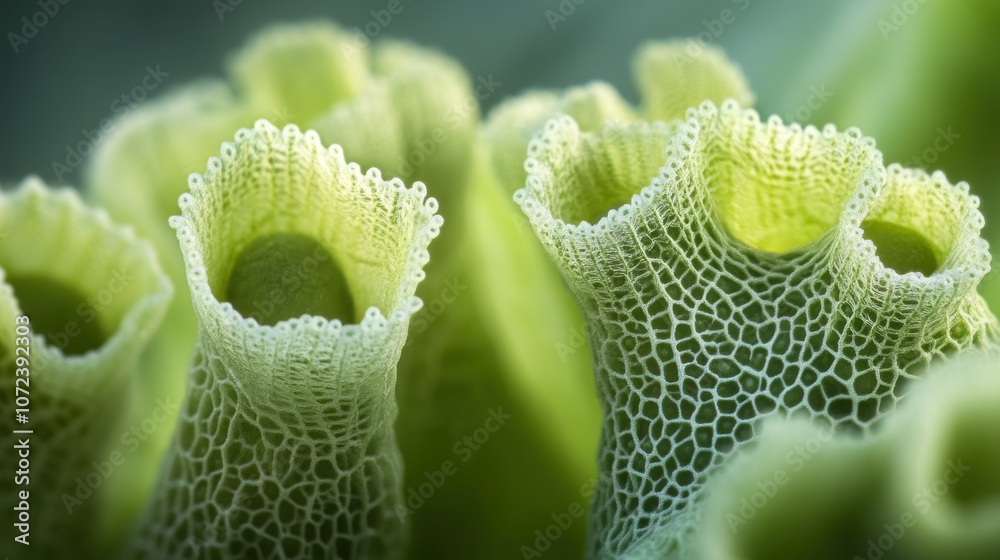 Macro View of Intricate Green Plant Structure Macro View of Intricate Green Plant Structure