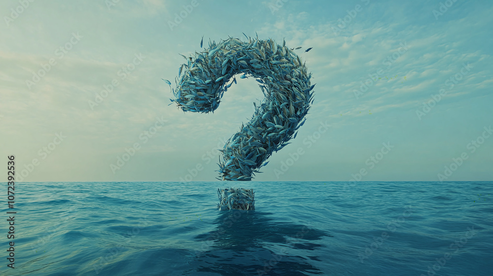 Question Mark Ship 3d rendered question mark of fishes sea ocean question mark blue ...