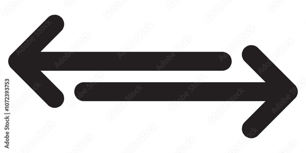 Black long dual arrow icon. Simple dual arrow icon vector isolated. Dual arrow vector icon on white background. Black long dual arrow icon. Simple dual arrow icon vector isolated. Dual arrow vector icon on white background.