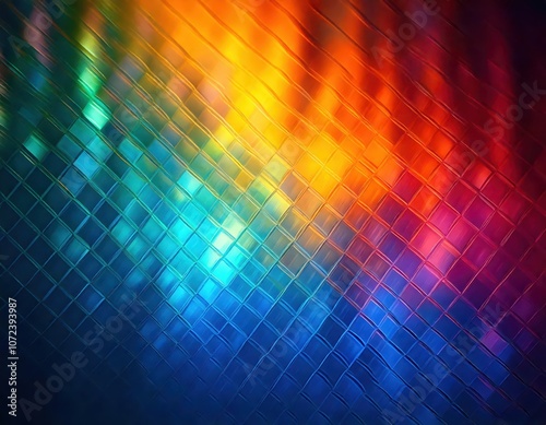 colorful vibrant geometric style rainbow gradient scaly tile pattern light refraction texture