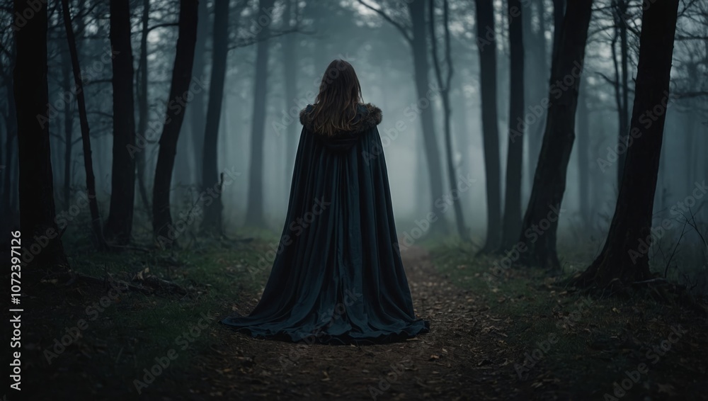 Mysterious medieval woman with a cloak Mysterious medieval woman with a cloak