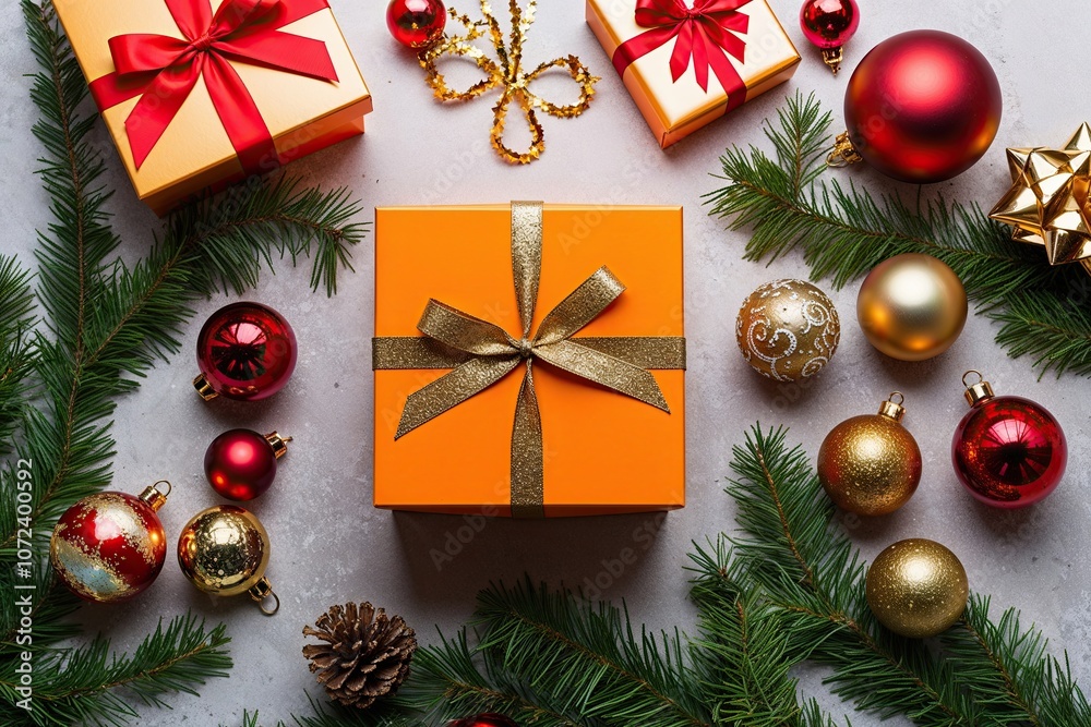 Luxury Orange Gift Box with Ribbon for Christmas and Birthday Celebrations Luxury Orange Gift Box with Ribbon for Christmas and Birthday Celebrations
