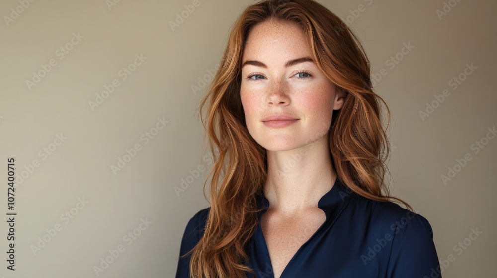 Obraz premium Confident Woman with Freckles in Soft Natural Light