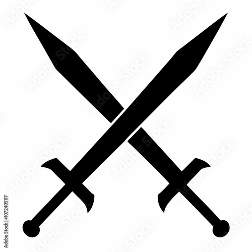 crossed swords vector silhouette on white background