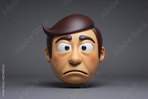 Expressive 3D Emoticon of a Pensive and Uncertain Face