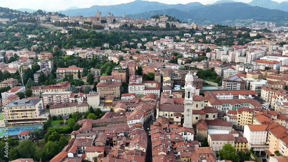 Aerial view of Bergamo city in Lombardy, Italy Aerial view of Bergamo city in Lombardy, Italy