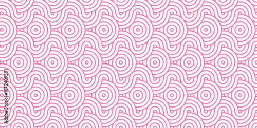 Abstract vector pink overlap Overlapping Pattern. geometric ocean spiral pattern abstract circle wave lines. Pink seamless tile stripe geomatics create retro line pattern background.