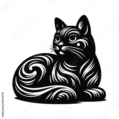 Cute Cat Black Vector,SVG