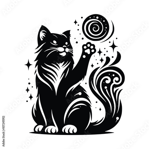 Cute Cat Black Vector,SVG