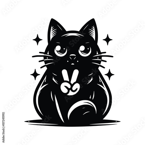 Cute Cat Black Vector,SVG