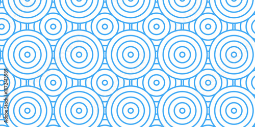 Abstract Overlapping Pattern. Seamless geometric ocean spiral pattern and abstract circle wave lines. blue seamless tile stripe geomatics create retro square line backdrop pattern background.