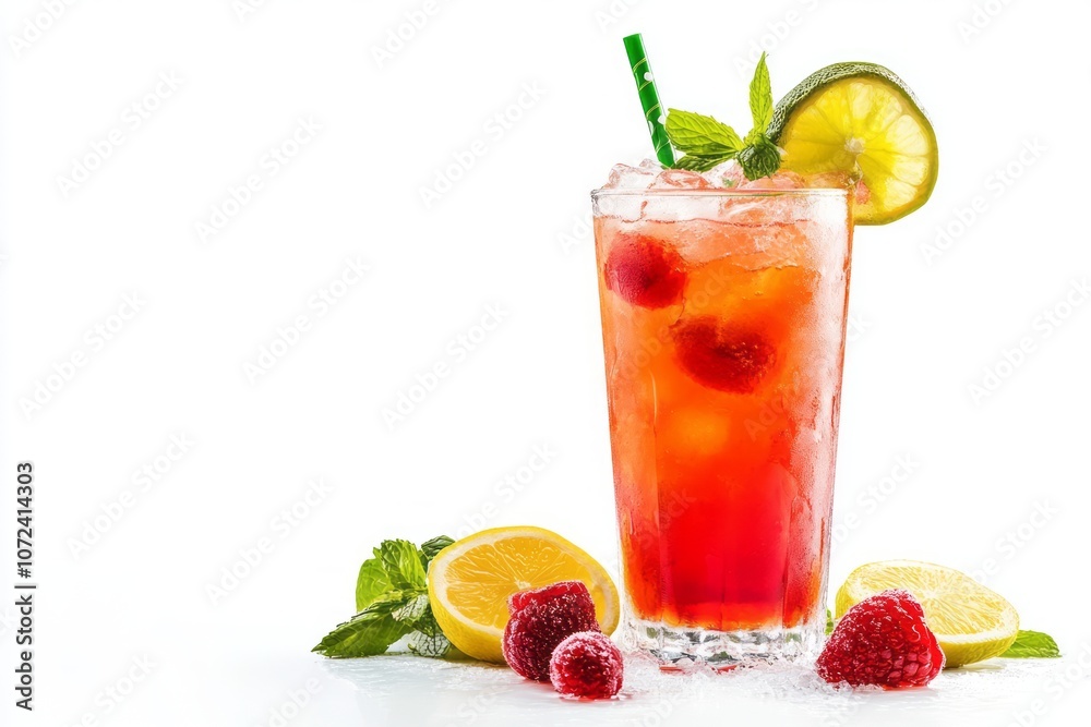 Refreshing Raspberry and Lime Cocktail with Mint Garnish Refreshing Raspberry and Lime Cocktail with Mint Garnish