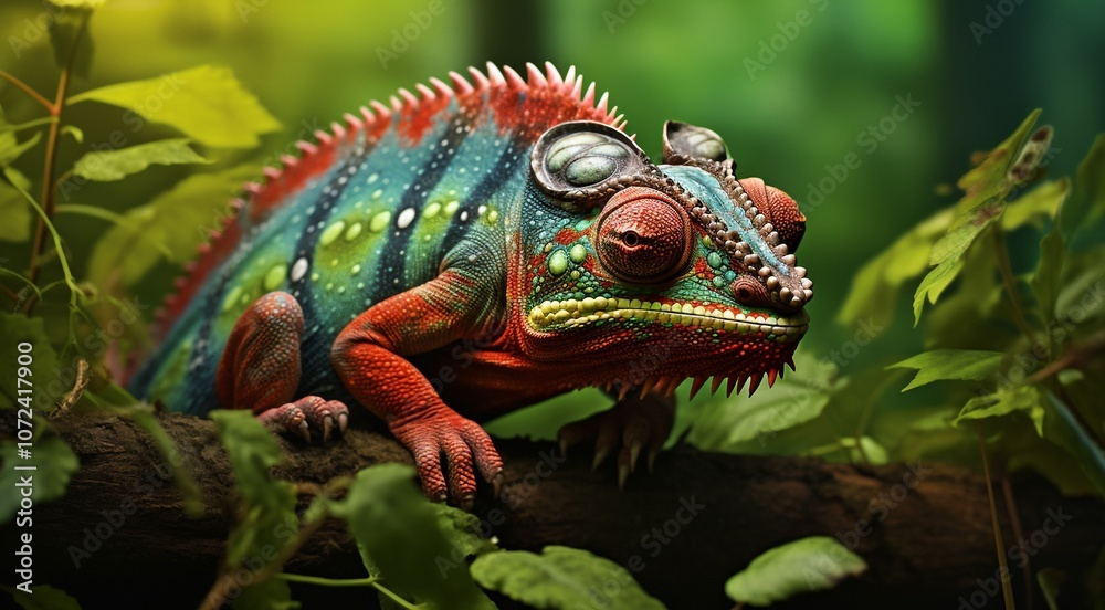 Fototapeta premium close up of chameleon in the nature