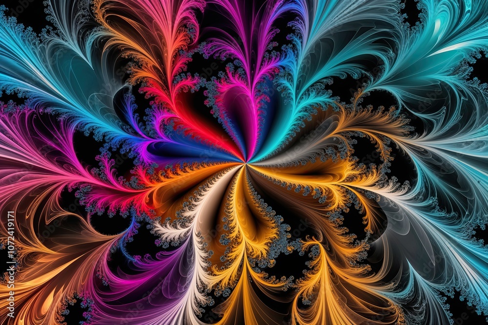 Vibrant Colorful Abstract Fractal Patterns in Modern Digital Art Vibrant Colorful Abstract Fractal Patterns in Modern Digital Art
