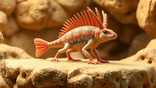 Pikaia from the Cambrian era 3D illustration photo