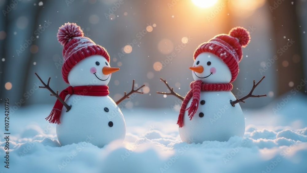 happy snowman in a Santa Claus hat and a green scarf is isolated on a white background happy snowman in a Santa Claus hat and a green scarf is isolated on a white background