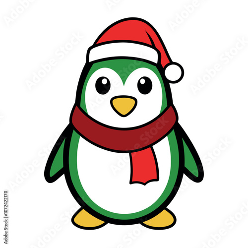  Christmas penguin vector design with a white background