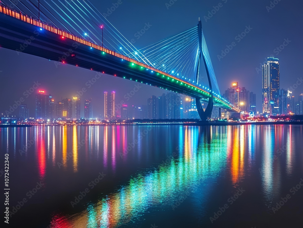 Naklejka premium bridge at night