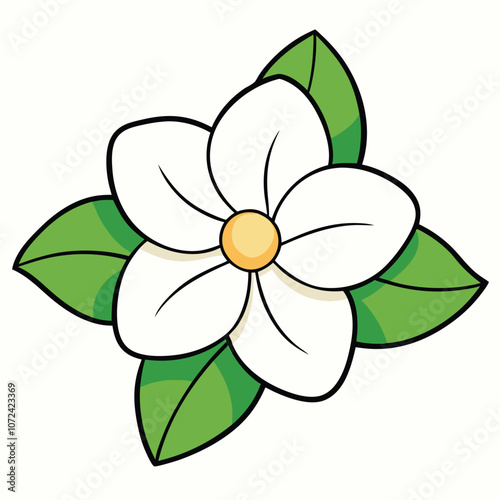 Gardenia Flower flat vector botanical illustration.