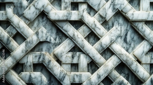 A classic white muggulu pattern with geometric shapes, standing out beautifully on a dark stone surface, under soft lighting. photo
