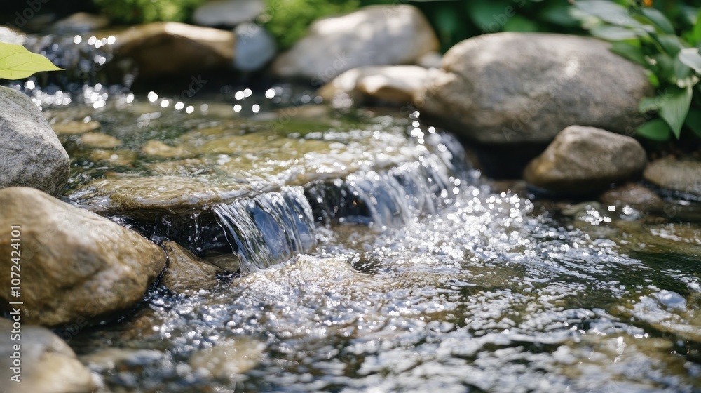 Small Waterfall in a Garden Stream Small Waterfall in a Garden Stream