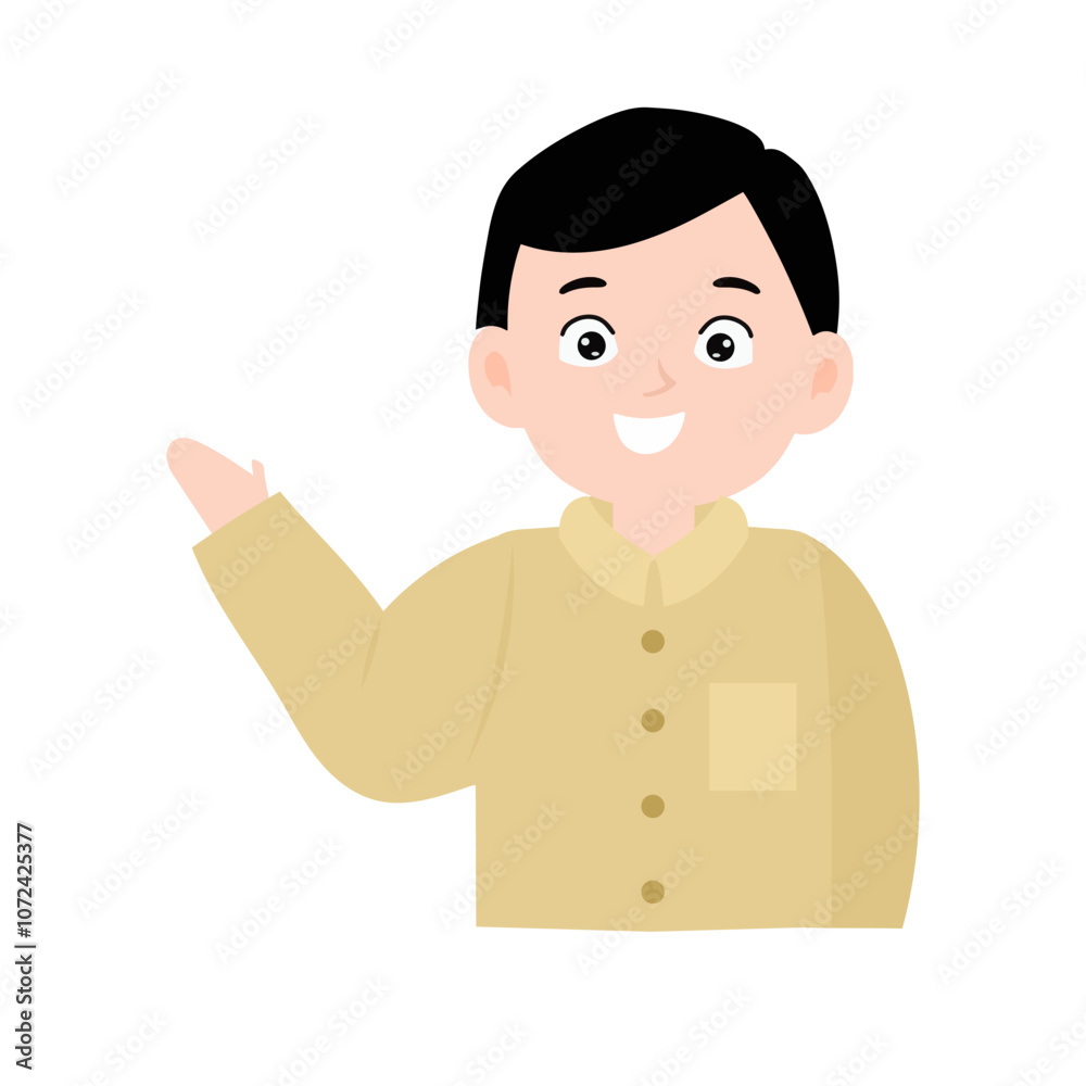 man teacher indonesia cartoon gesture activity isolated on white background. reading book, man teacher indonesia cartoon gesture activity isolated on white background. reading book,