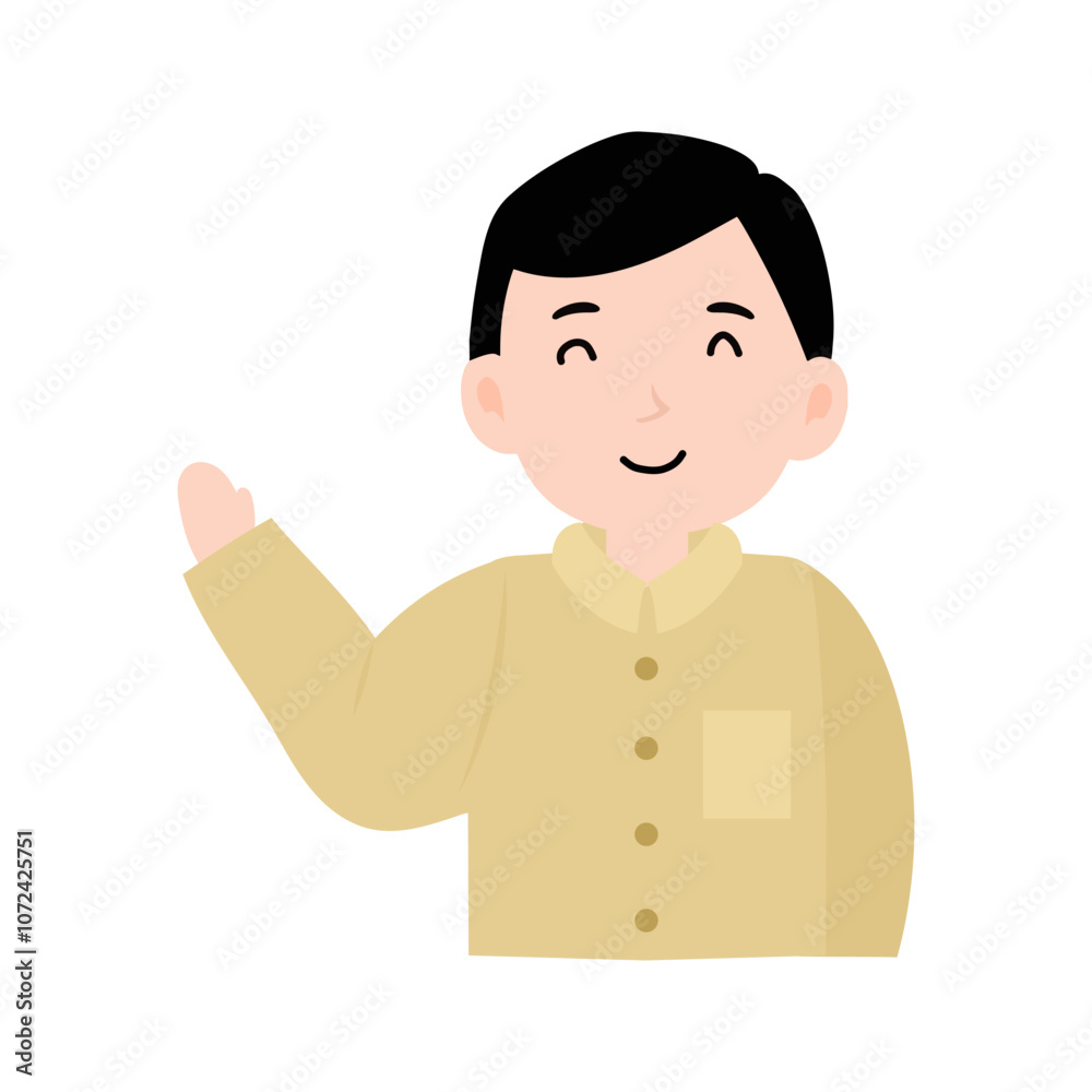 man teacher indonesia cartoon gesture activity isolated on white background. reading book, man teacher indonesia cartoon gesture activity isolated on white background. reading book,