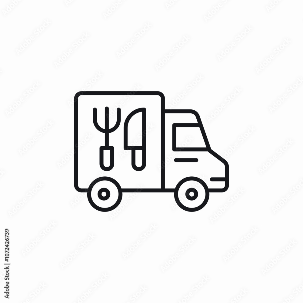 lorry truck food delivery icon sign vector lorry truck food delivery icon sign vector