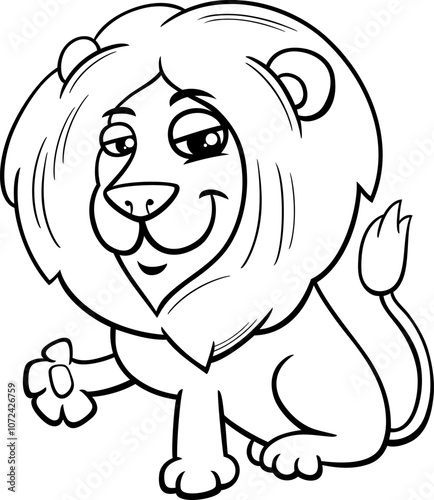 Obraz na płótnie funny cartoon lion wild animal character coloring page w salonie