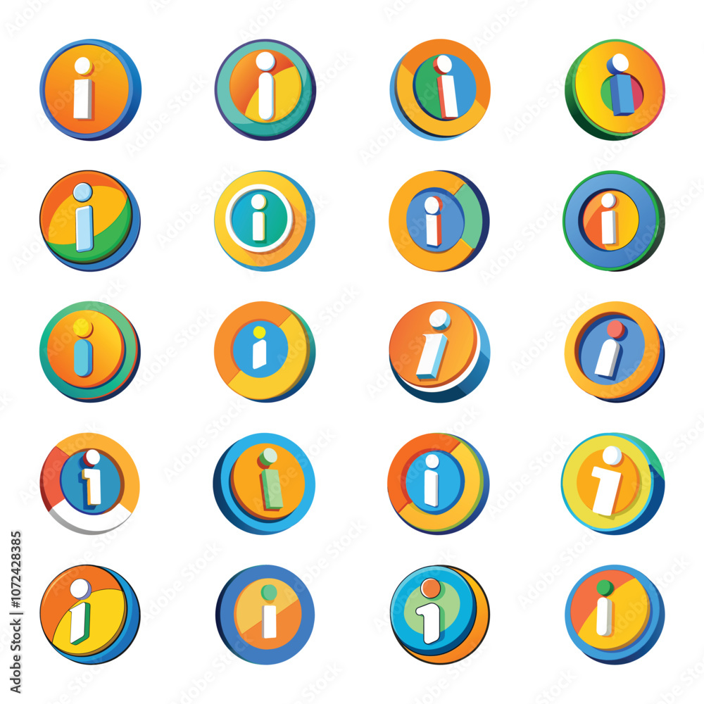 Beautiful Circle info icon with cartoon style bundle Beautiful Circle info icon with cartoon style bundle