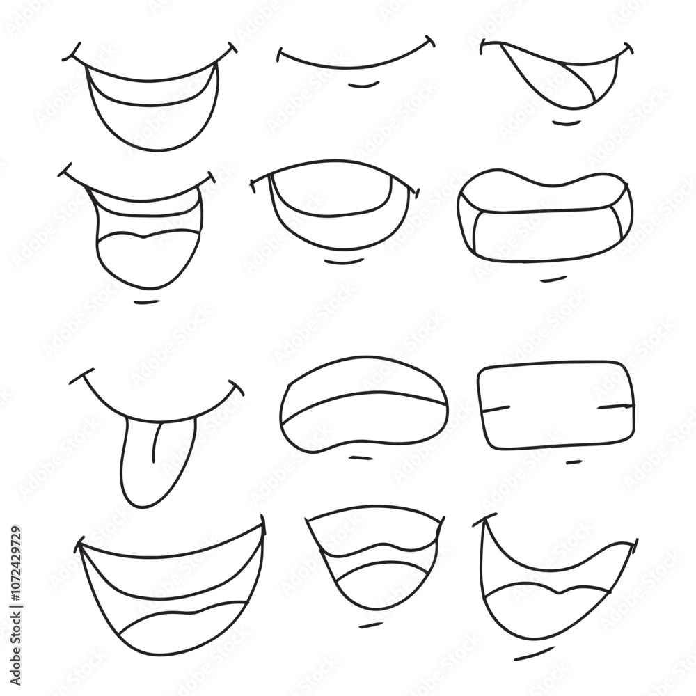 set of mouth comic cartoon illustration design stock set of mouth comic cartoon illustration design stock