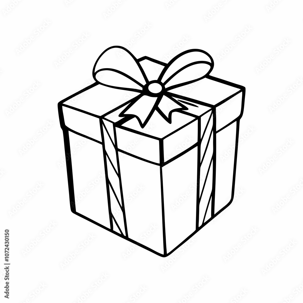 Obraz premium Outlined gift box with ribbon bow