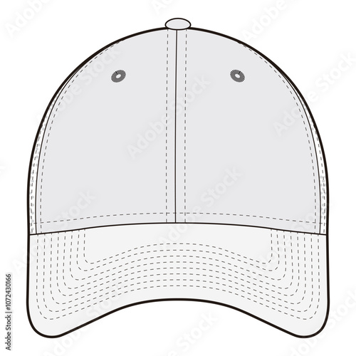 Baseball Cap Front View Technical Drawing

