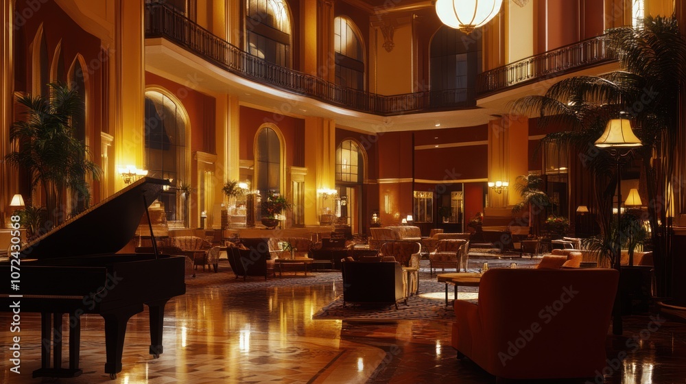 Grand Hotel Lobby with Piano Grand Hotel Lobby with Piano