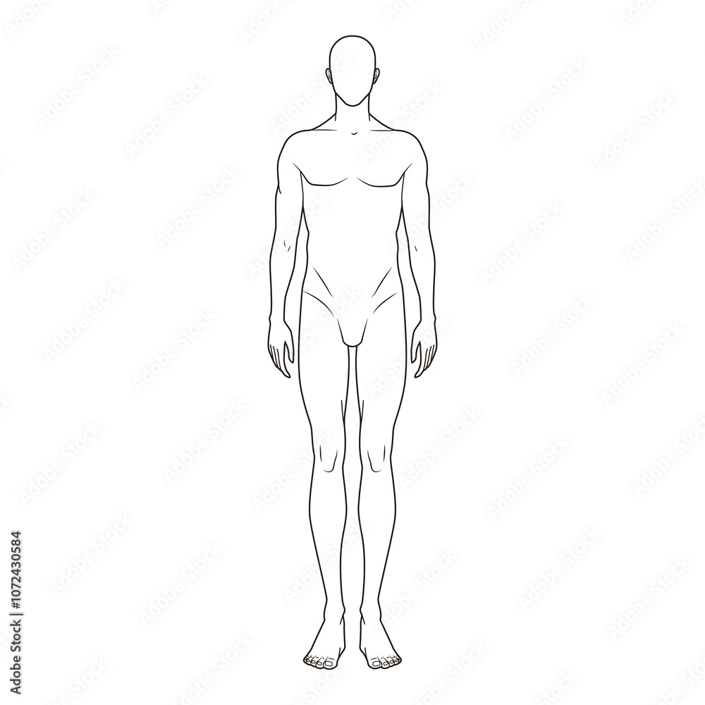 Male Fashion Figure Template - Front View
