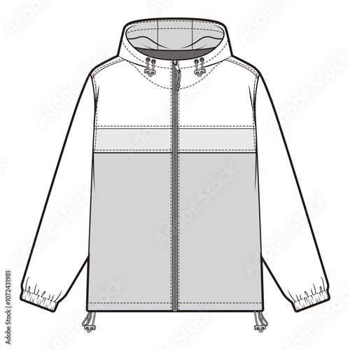Men's Colorblock Windbreaker Jacket Mockup

