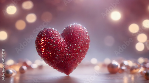 red decorative heart. Valentine's Day. love and romance concept. illustration