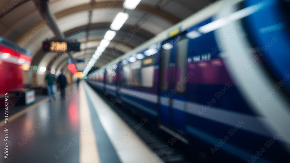 Fototapeta premium Abstract blur train station interior background. Railway Station