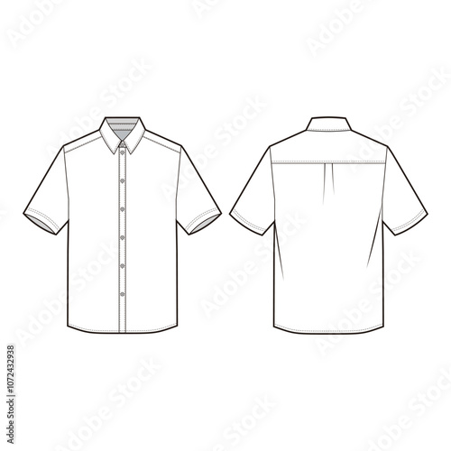 Classic Short Sleeve Button-Down Shirt Mockup - Front and Back View
