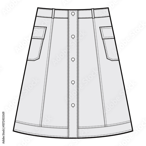 A-line Button-Front Denim Skirt Mockup
