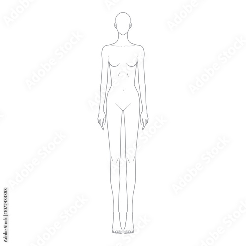 Female Body Front View Technical Drawing

