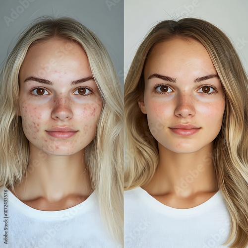 Woman showing skin transformation after acne treatment