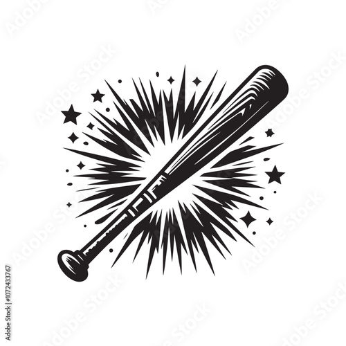 Baseball Bat Silhouette Vector Set - Sports Equipment, Wooden Bat, and Hitting Icons