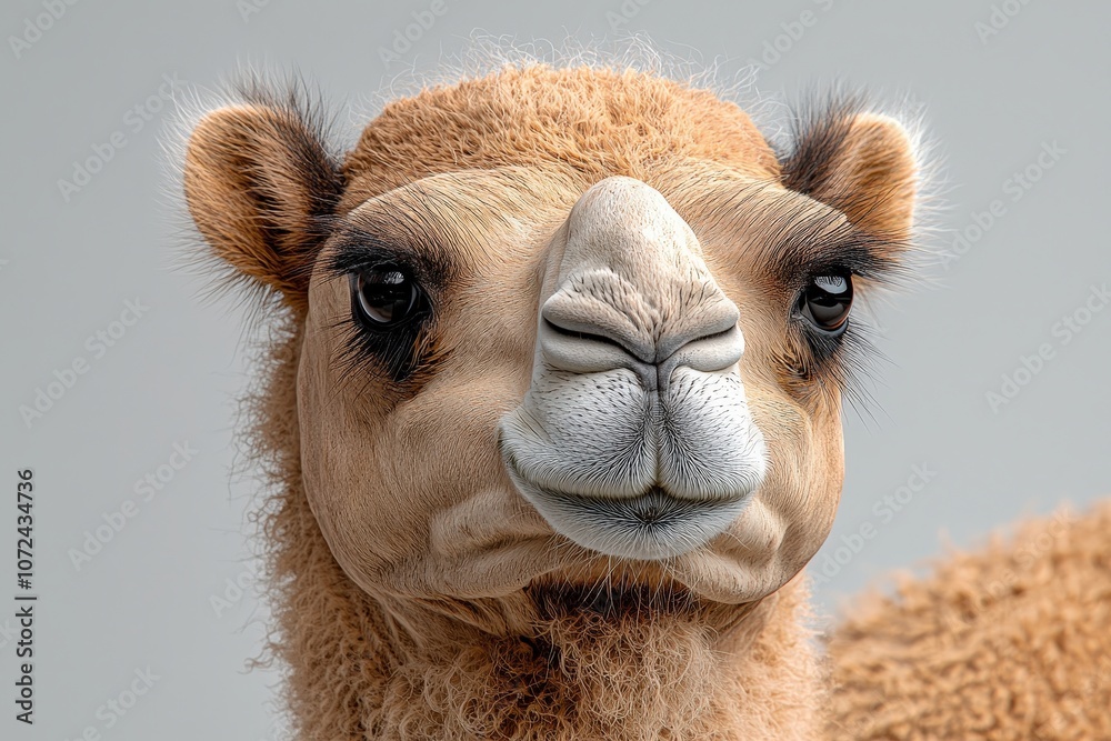 Fototapeta premium Adorable camel close-up: capturing expressions and textures